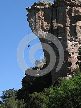 Hanging rock climber