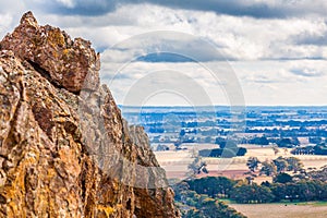 Hanging Rock and countryside in Macedon Ranges.