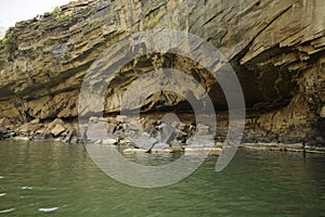 Hanging rocks in the indravati river gorge