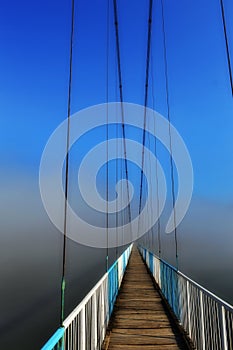 Hanging rope bridge in Rodhopi mountains