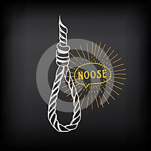 Hanging rope, noose sketch design vector. photo