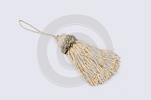 Hanging rope silk cloisonne tassel fringe on a white