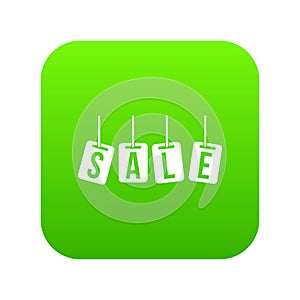 Hanging sales tags icon digital green