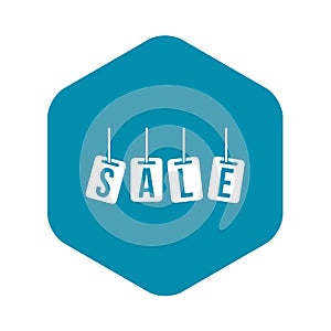 Hanging sales tags icon, simple style