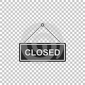 Hanging sign with text Closed door icon isolated on transparent background
