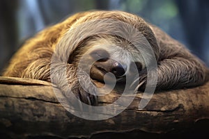 Hanging Sleeping sloth on branch. Generate Ai