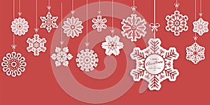 hanging snow star greetings banner for christmas time