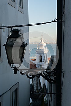 Hanging street lantern in Lisbon, Portugal