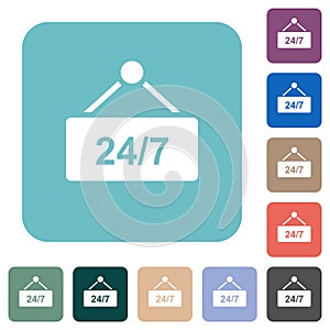 Hanging table with 24h seven days a week rounded square flat icons