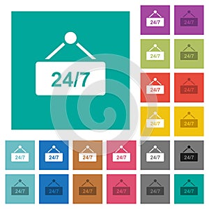 Hanging table with 24h seven days a week square flat multi colored icons