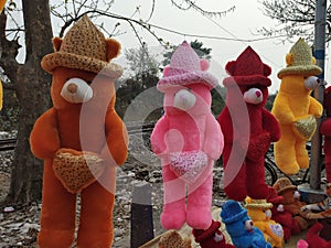 Hanging teddy sell at roadside