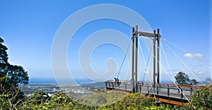 A hanging viewing deck looking out at Coffs Harbour, NSW, Australia