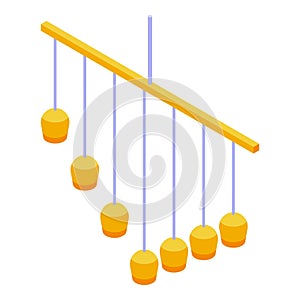 Hanging wind chime icon isometric vector. Percussion instrument