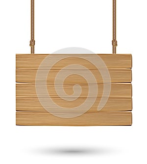 Hanging wood board signs on a white background