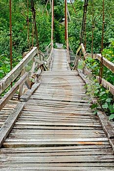 Hanging wooden bridge scenery at Marang, Terengganu, Malaysia