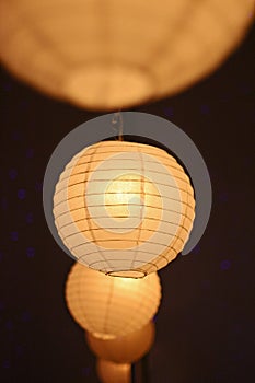 Hanging yellow paper lanterns for lighting