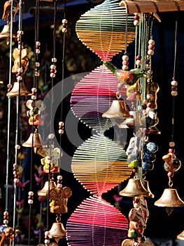Colorful wall hanging with bells photo