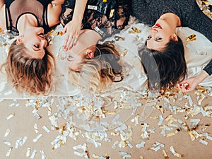 Hangout party females chitchat gossip confetti photo