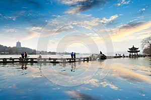 Hangzhou west lake at afterglow photo