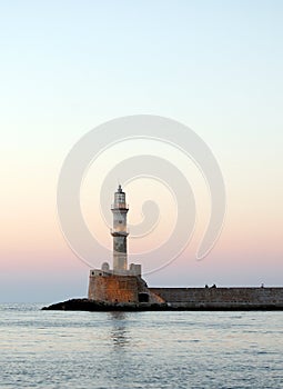 Hania lighthouse at dusk