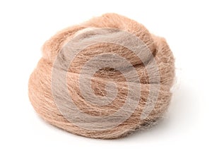 Hank of beige wool yarn photo