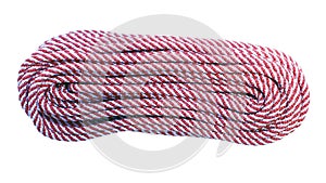 Hank of the long red and white climbing rope isolated