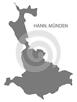 Hann. Münden German city map grey illustration silhouette shape