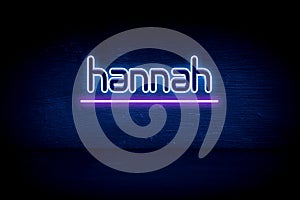 Hannah - blue neon announcement signboard