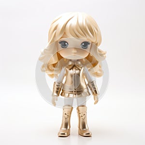 Hannah: Sci-fi Anime Style Blond Girl Doll In White And Gold Outfit