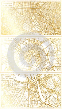 Hannover Germany, Hanoi Vietnam and Guadalajara Mexico City Map Set