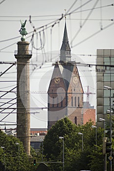 Hannover Marktkirche and Waterloo column