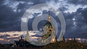 Hannover skyline at evening