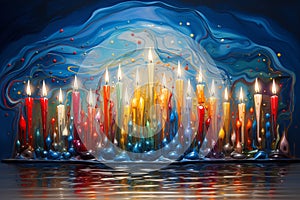 Hannukkah the oil miracle abstract illustration AI generated