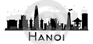 Hanoi City skyline black and white silhouette.