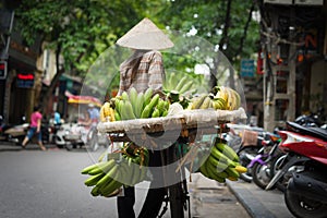 Hanoi fruit vendor with vignette effect added photo