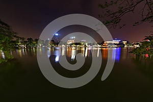 Hanoi at night Hoan Kiem Lake Vietnam