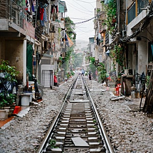 Hanoi train street. Vietnam