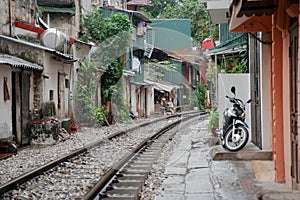 Hanoi train street. Vietnam