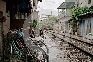 Hanoi train street. Vietnam