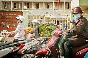 Hanoi Vietam March 3 2014 Life in Vietnam - Street by moto bike is an essential part of life in Vietnam, traffic of