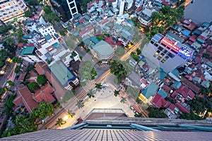 Hanoi, Vietnam - July 7, 2017: Aerial skyline view of Hanoi city, Vietnam at Ba Trieu - Doan Tran Nghiep crossroads