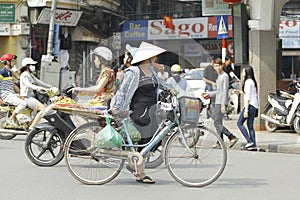 Hanoi, Vietnam -Local street vendor on city center of Hanoi, Vietnam