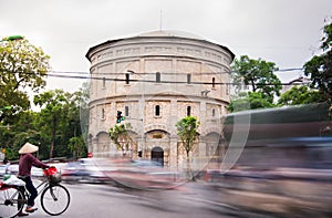 HANOI, VIETNAM - MAY 24, 2017: Hanoi Water tower building with b