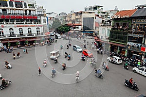 Traffic at the Dong Kinh Nghia Thuc Square, Hanoi