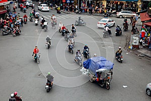 Traffic at the Dong Kinh Nghia Thuc Square, Hanoi