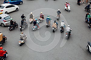 Traffic at the Dong Kinh Nghia Thuc Square, Hanoi