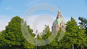 Hanover City Hall in summer in sunny weather