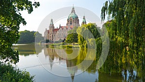 Hanover City Hall in summer in sunny weather