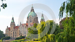 Hanover City Hall in summer in sunny weather