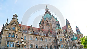 Hanover City Hall in summer in sunny weather